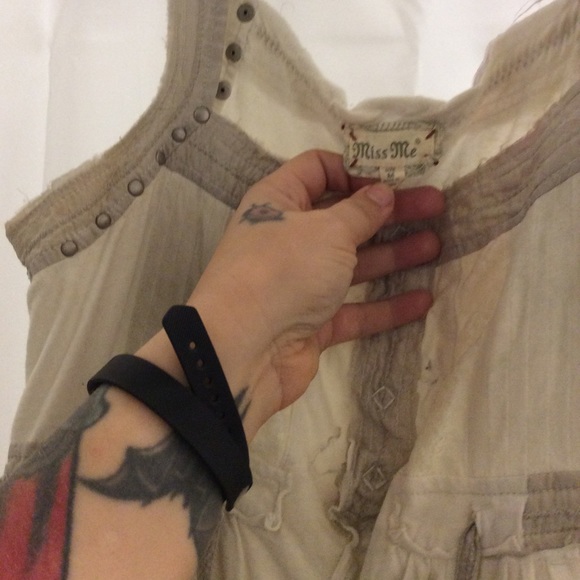 Miss Me M Shabby Chic Hippie Boho Dress Rivets - Picture 2 of 7